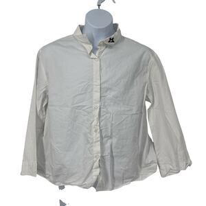 Zara Girls White "Girls Up!" Star Collar Button Down Shirt Size 11/12